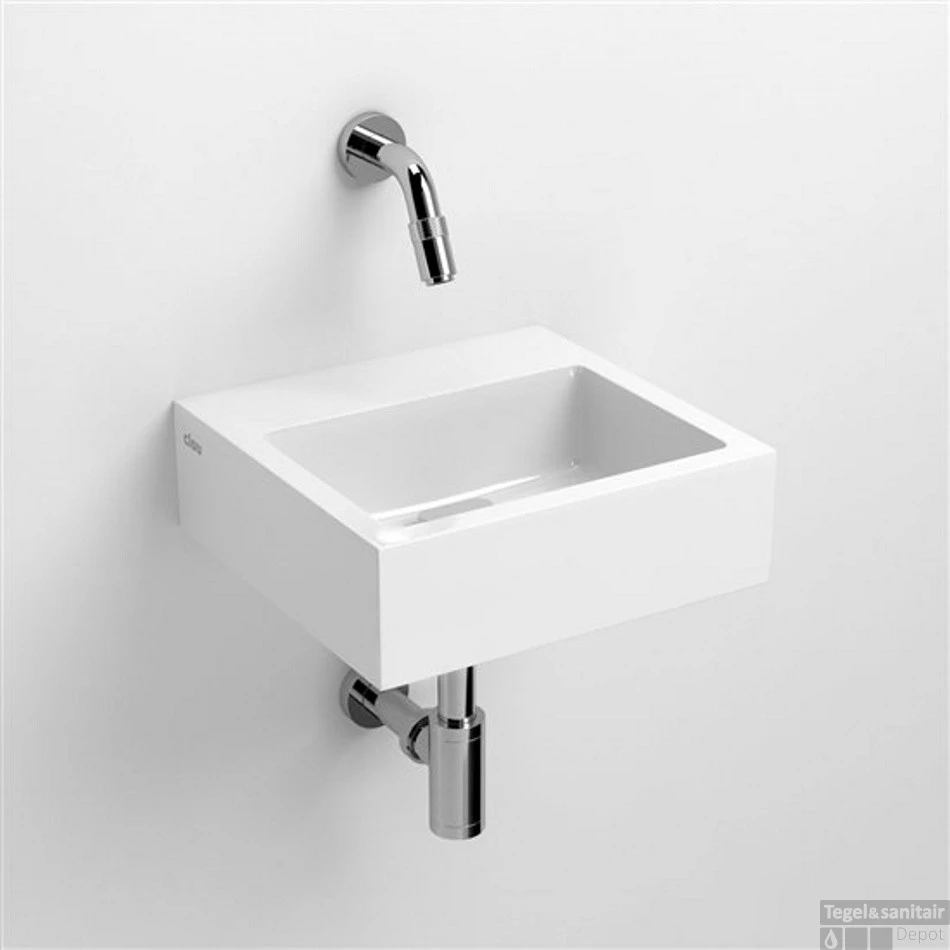 Clou Flush 1 Toiletfontein Met Voorbewerkt Kraangat En Plug Wit Mineral Marmer 28x27x9cm - Afbeelding 2