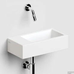 Clou Flush Fontein Met Voorbewerkt Kraangat Links Met Geintegreerde Afvoer Mat Wit Keramiek 36 Cm