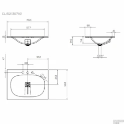 Clou Hammock Wastafelblad Enkele Waskom 70cm Aluite Mat Wit -Sealkin Badkamermeubilair Winkel clou hammock wastafelblad enkele waskom 70cm aluite tech
