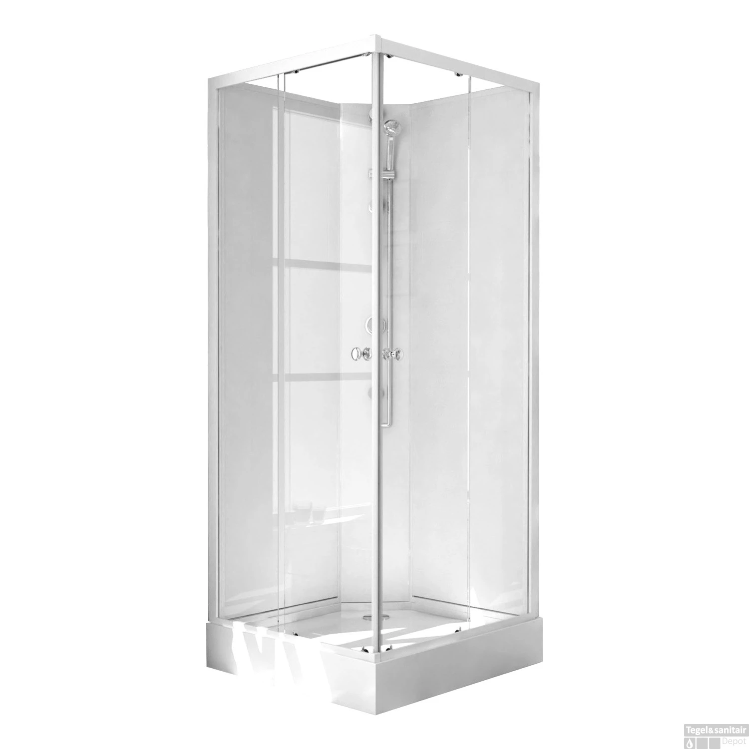 Complete Douchecabine VM Khone II 90x90x207 Cm Hoekinstap Mat Wit - Afbeelding 2