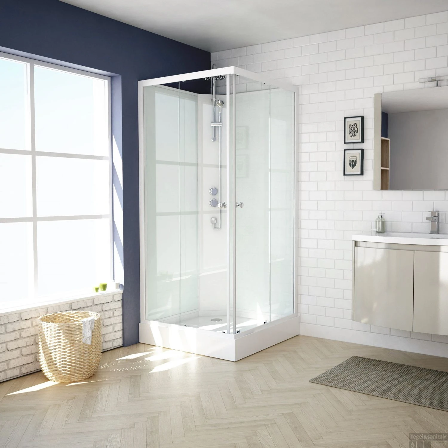 Complete Douchecabine VM Khone III 80x80x220 Cm Hoekinstap Mat Wit 3 Complete Douchecabine VM Khone III 80x80x220 Cm Hoekinstap Mat Wit