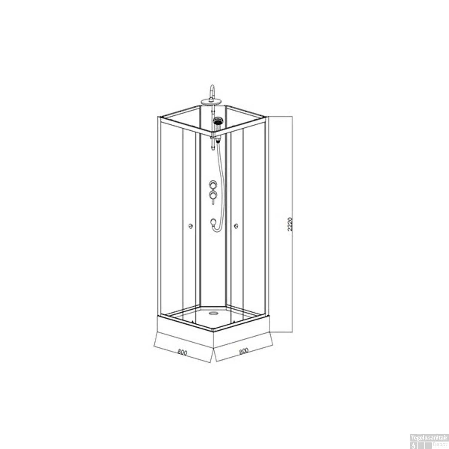 Complete Douchecabine VM Khone III 80x80x220 Cm Hoekinstap Mat Wit 5 Complete Douchecabine VM Khone III 80x80x220 Cm Hoekinstap Mat Wit - Afbeelding 3