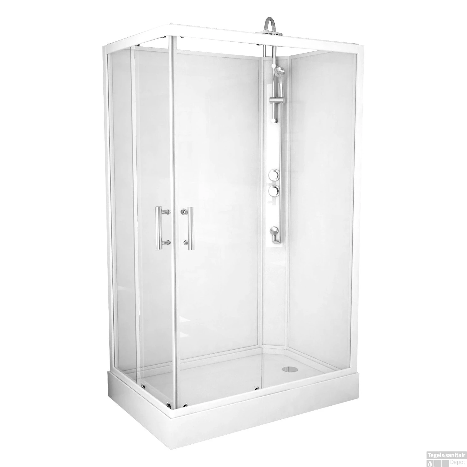 Complete Douchecabine VM Khone VII 80x120 Cm Hoekinstap Mat Wit - Afbeelding 2