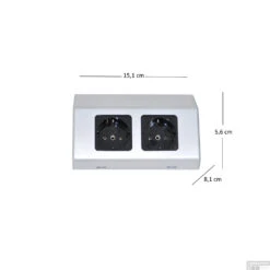 Contactdoos Sanicare Dubbele Contactpunten 5,6x15,1x8,1 Cm Zilver-Grijs -Sealkin Badkamermeubilair Winkel contactdoos en schakelaar sanicare dubbel tech