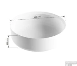 MONDIAZ COSS Waskom Solid Surface 36cm Kleur Fire / Talc -Sealkin Badkamermeubilair Winkel coss maattekening 15663763194097