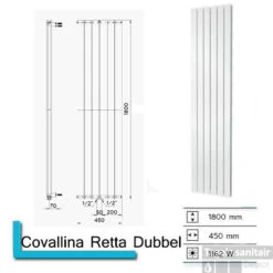 Handdoekradiator Covallina Retta Dubbel 1800 X 450 Mm Aluminium