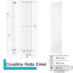 Handdoekradiator Covallina Retta Enkel 1800 X 450 Mm Wit Structuur