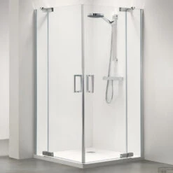 Douchecabine Sealskin Custom Hoekinstap 90x90 Cm Zilver Hoogglans Helder Glas