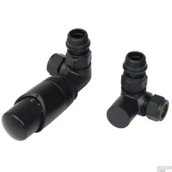 Design Aansluitset Radiator Plieger Como Universeel Dubbel Haaks Mat Zwart