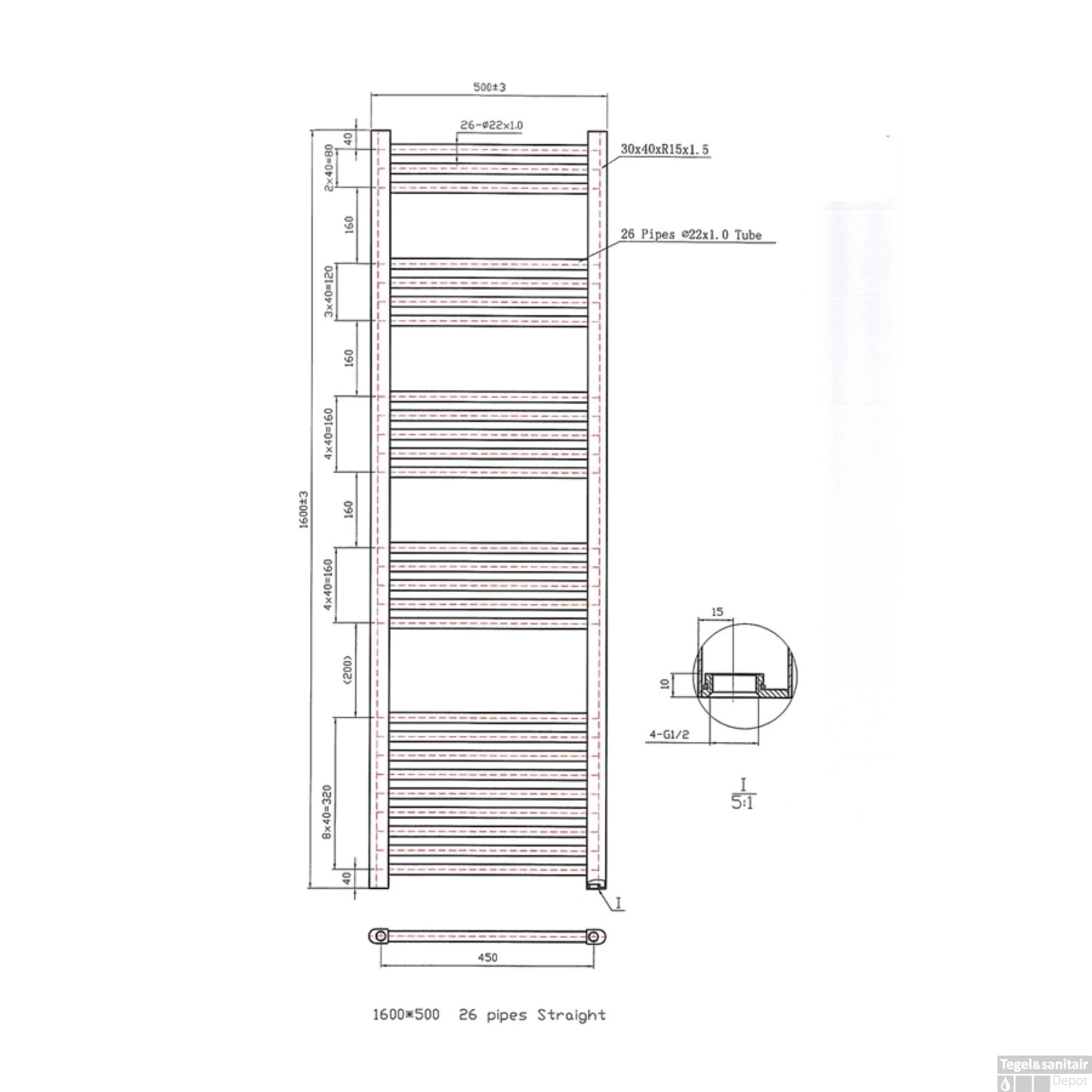 Designradiator Boss & Wessing Vertico Multirail 160x50 Cm Chroom Zij-Onderaansluiting 4 Designradiator Boss & Wessing Vertico Multirail 160x50 Cm Chroom Zij-Onderaansluiting - Afbeelding 2
