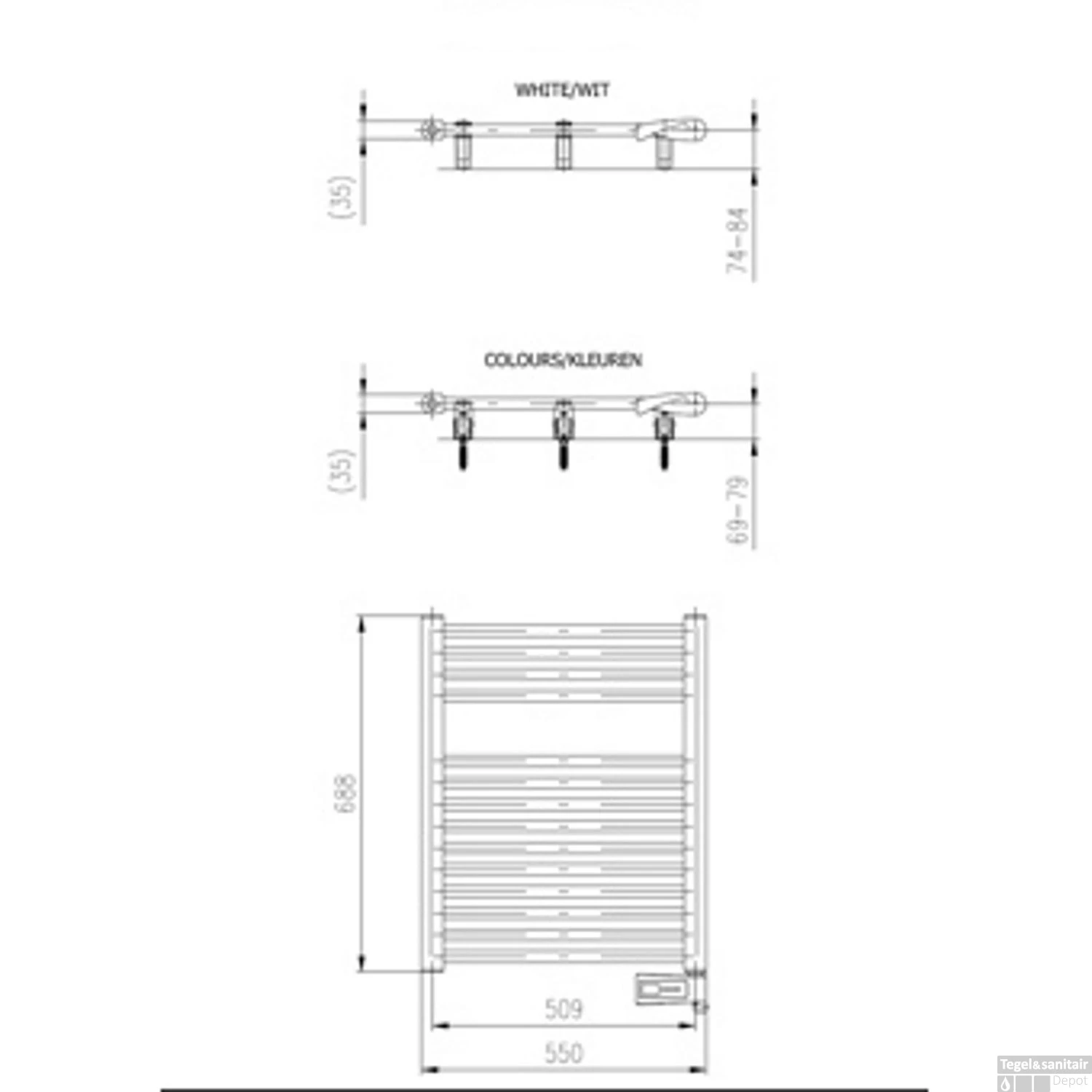 Designradiator Elektrisch Boss & Wessing Palian-EL 68,8x55 Cm 300 Watt Zwart - Afbeelding 2