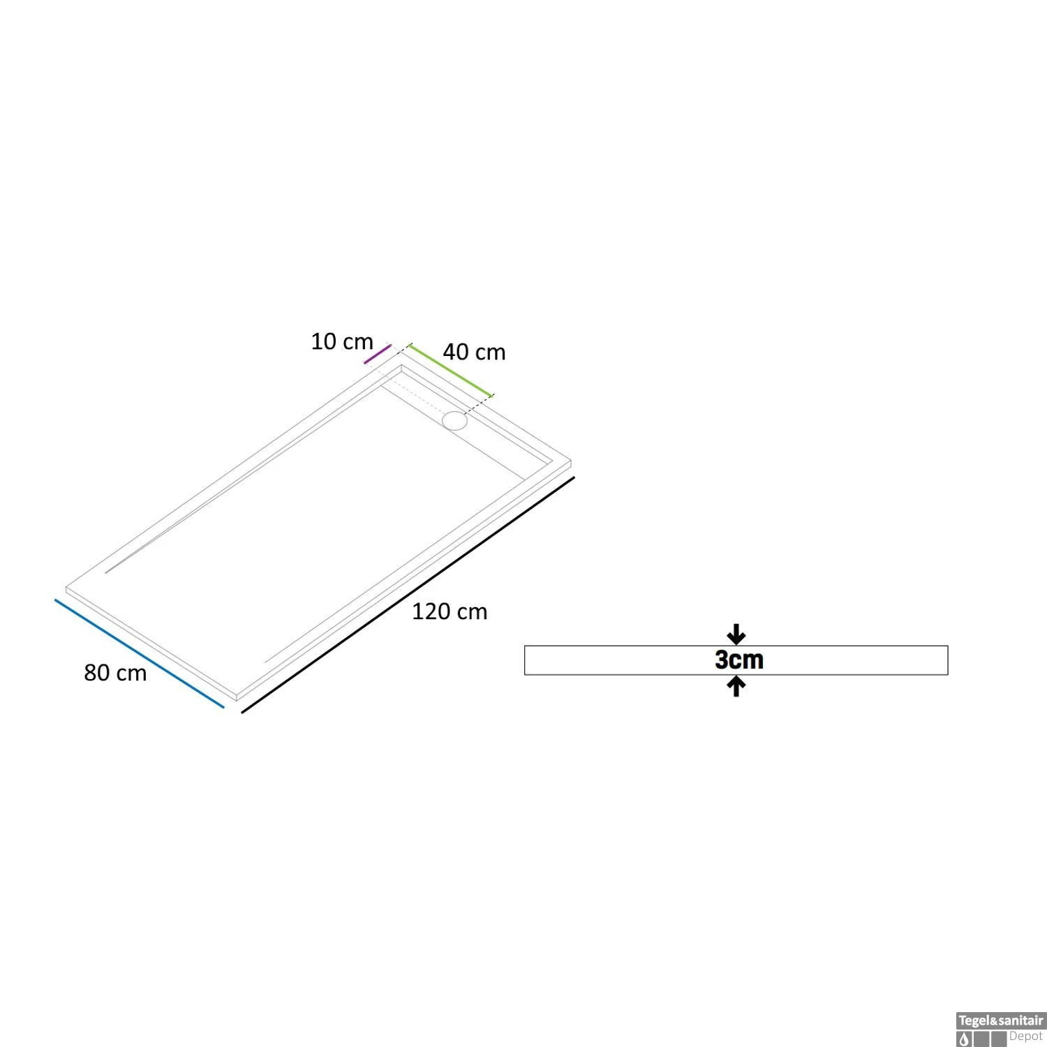 Douchebak Boss & Wessing Veroni Elite 120x80 Cm Composietsteen Wit 4 Douchebak Boss & Wessing Veroni Elite 120x80 Cm Composietsteen Wit - Afbeelding 2