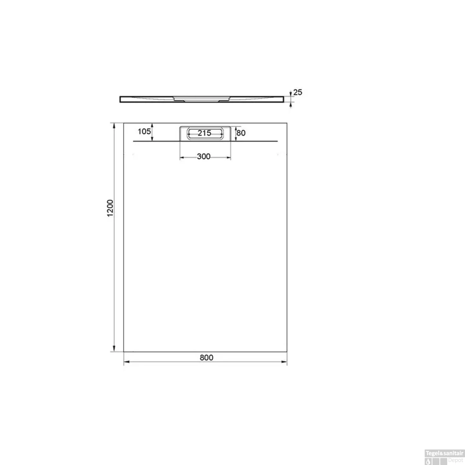 Douchebak + Sifon Allibert Rectangle 120x80 Cm Mat Gunmetal 4 Douchebak + Sifon Allibert Rectangle 120x80 Cm Mat Gunmetal - Afbeelding 2