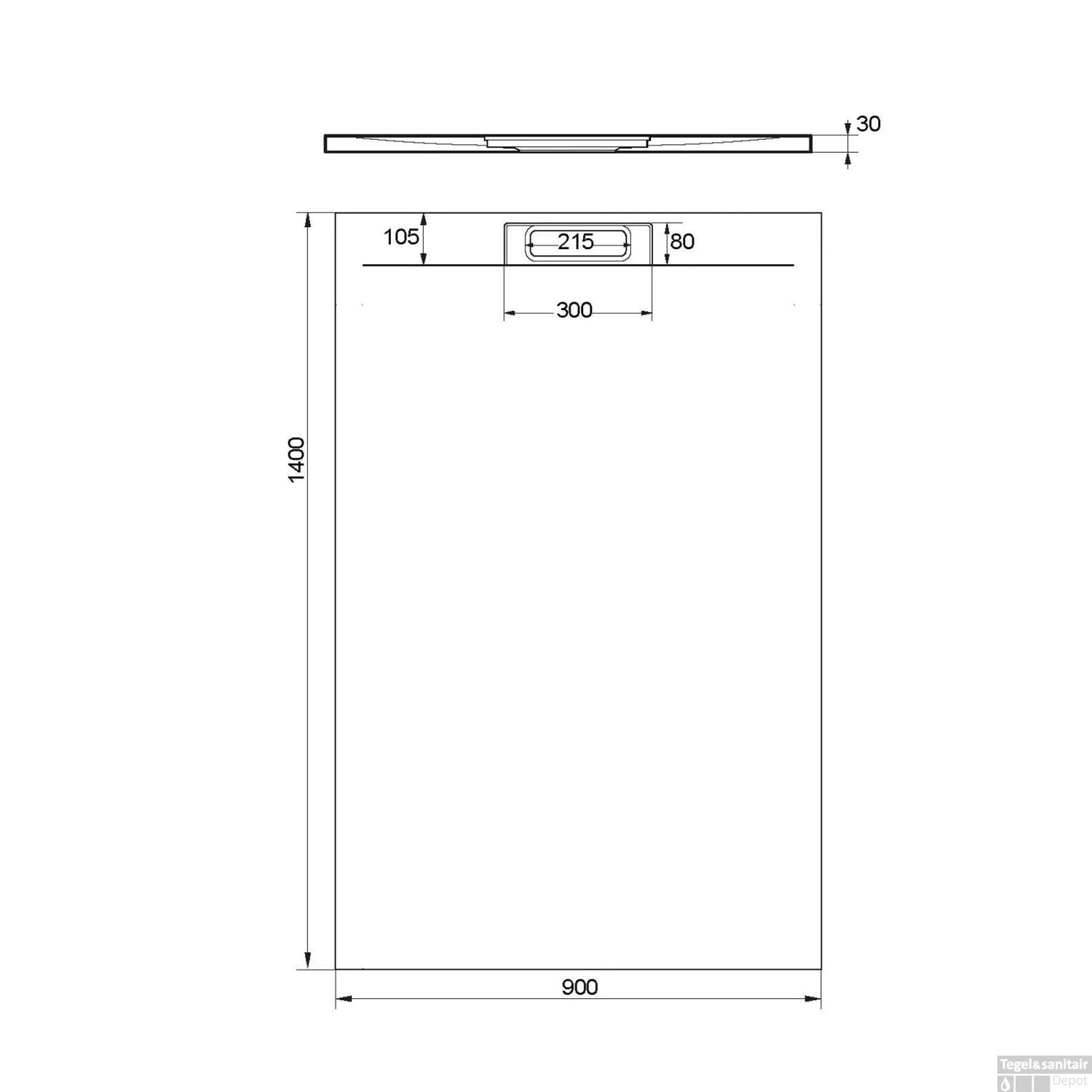 Douchebak + Sifon Allibert Rectangle 140x90 Cm Mat Rood Terracotta 4 Douchebak + Sifon Allibert Rectangle 140x90 Cm Mat Rood Terracotta - Afbeelding 2