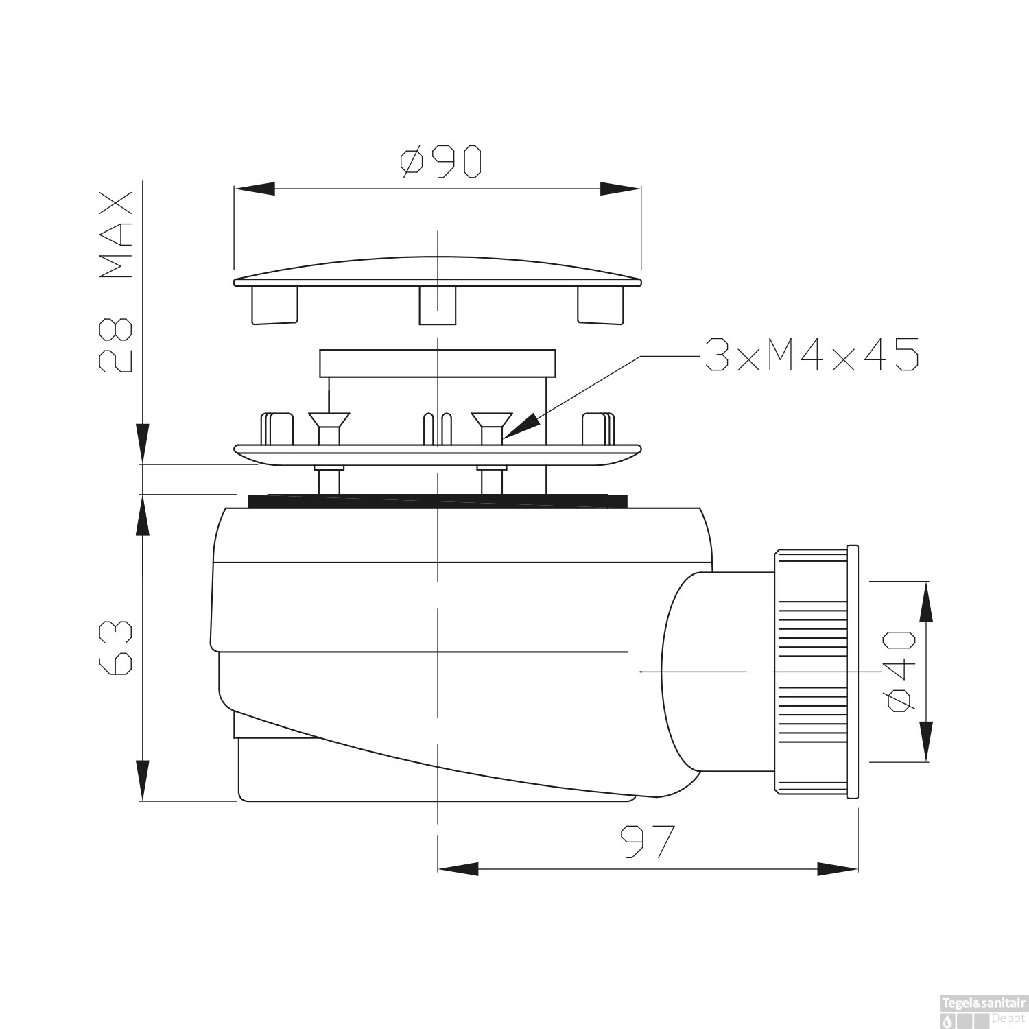 Douchebakafvoer Sapho 60 Mm Chroom 4 Douchebakafvoer Sapho 60 Mm Chroom - Afbeelding 2