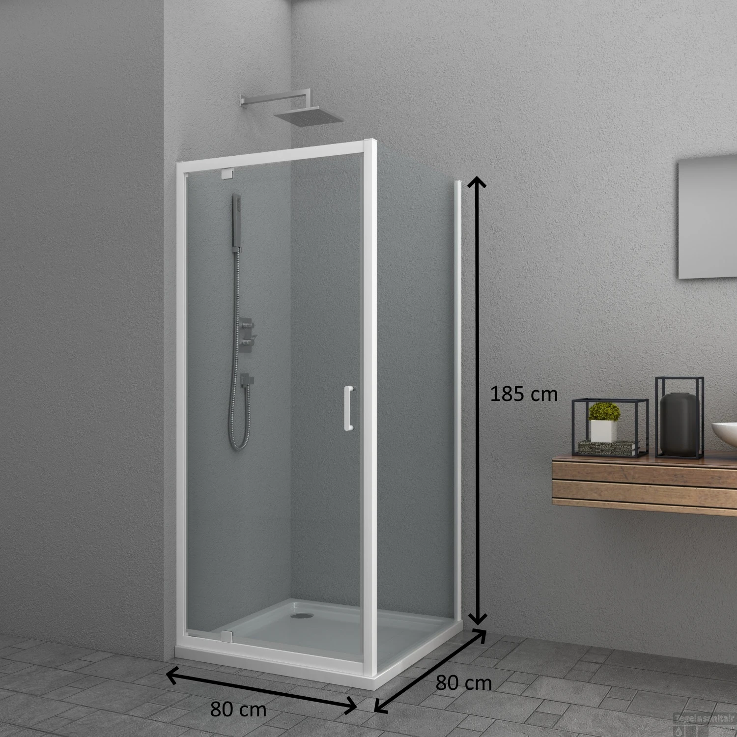 Douchecabine Allibert Happy 80x80x185 Cm 4mm Helder Glas Wit 4 Douchecabine Allibert Happy 80x80x185 Cm 4mm Helder Glas Wit - Afbeelding 2