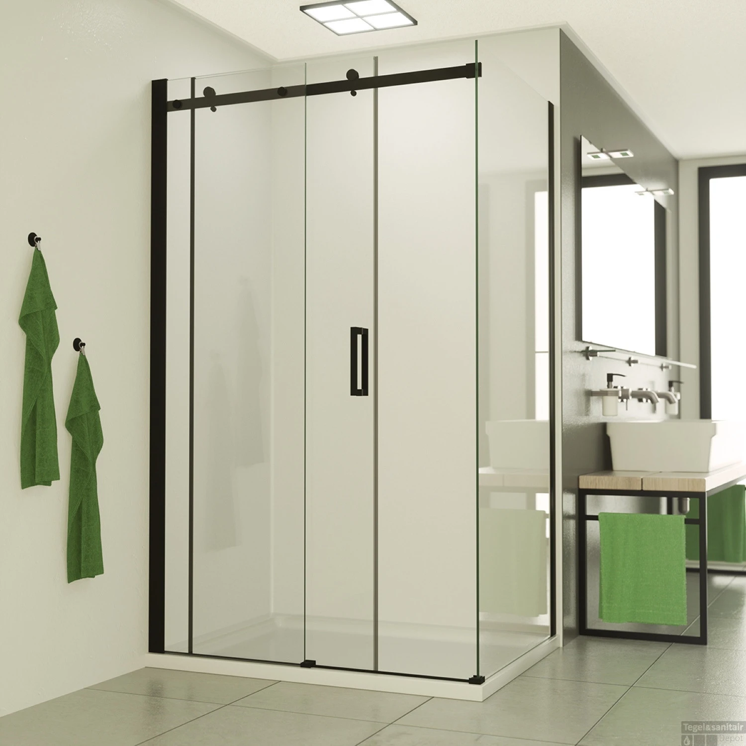 BWS Douchecabine | Supreme | Rechthoek 100x80cm | Nano Coating | Mat Zwart Profiel