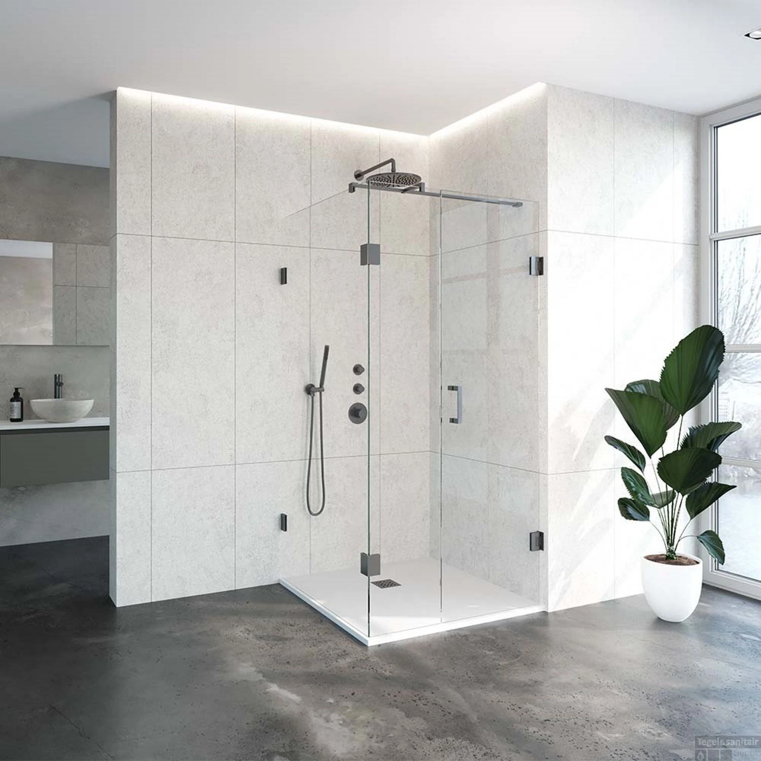 Douchecabine Compleet Just Creating Profielloos 3-Delig 100x100 Cm Gunmetal 4 Douchecabine Compleet Just Creating Profielloos 3-Delig 100x100 Cm Gunmetal - Afbeelding 2