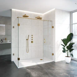 Douchecabine Compleet Just Creating Profielloos 3-Delig 90x180 Cm Goud -Sealkin Badkamermeubilair Winkel douchecabine compleet just creating profielloos 90x180