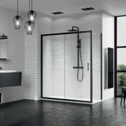 Douchecabine Novellini Zephyros Met Schuifdeur Helder Glas 116x195 Cm Mat Zwart Profiel