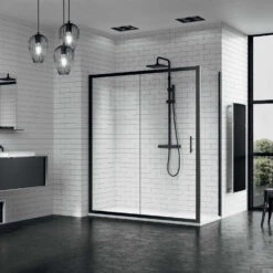 Douchecabine Novellini Zephyros Met Schuifdeur Helder Glas 96x195 Cm Mat Zwart Profiel