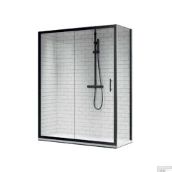 Douchecabine Novellini Zephyros Met Schuifdeur Helder Glas 96x195 Cm Mat Zwart Profiel -Sealkin Badkamermeubilair Winkel douchecabine novellini zephyros 96 cm shop