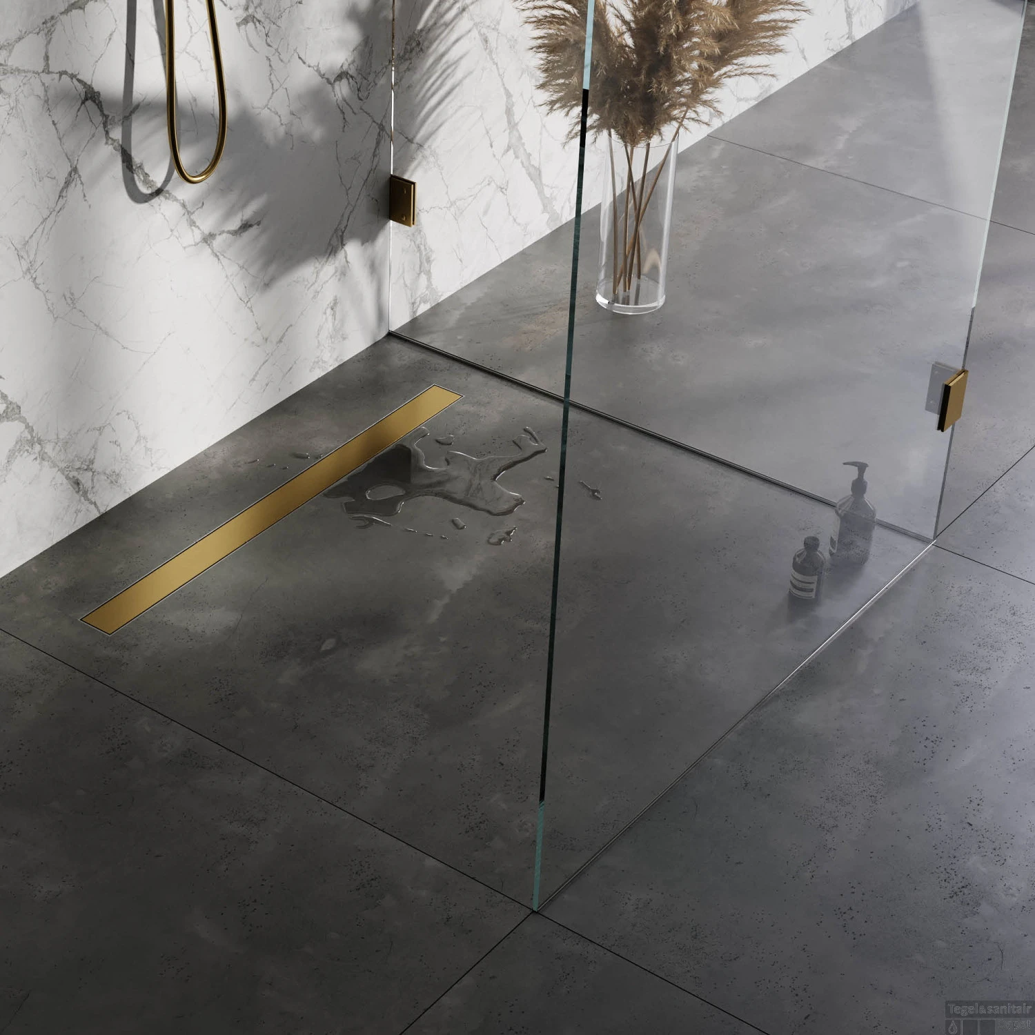 Douchegoot Brauer Goud Inclusief Vloerflens 90x7 Cm Zero Tegelinlegrooster Omkeerbaar 4 Douchegoot Brauer Goud Inclusief Vloerflens 90x7 Cm Zero Tegelinlegrooster Omkeerbaar - Afbeelding 2