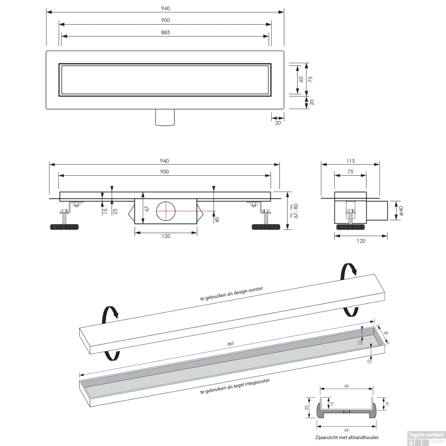 Douchegoot Brauer Goud Inclusief Vloerflens 90x7 Cm Zero Tegelinlegrooster Omkeerbaar 6 Douchegoot Brauer Goud Inclusief Vloerflens 90x7 Cm Zero Tegelinlegrooster Omkeerbaar - Afbeelding 4
