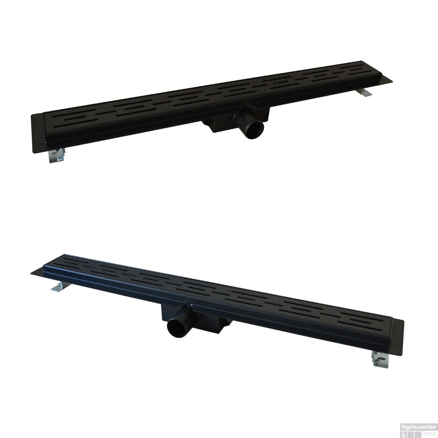 Douchegoot Zwart Wiesbaden Met Flens Uitneembaar Sifon 90x7cm 6.7cm Diep Mat Zwart - Afbeelding 2