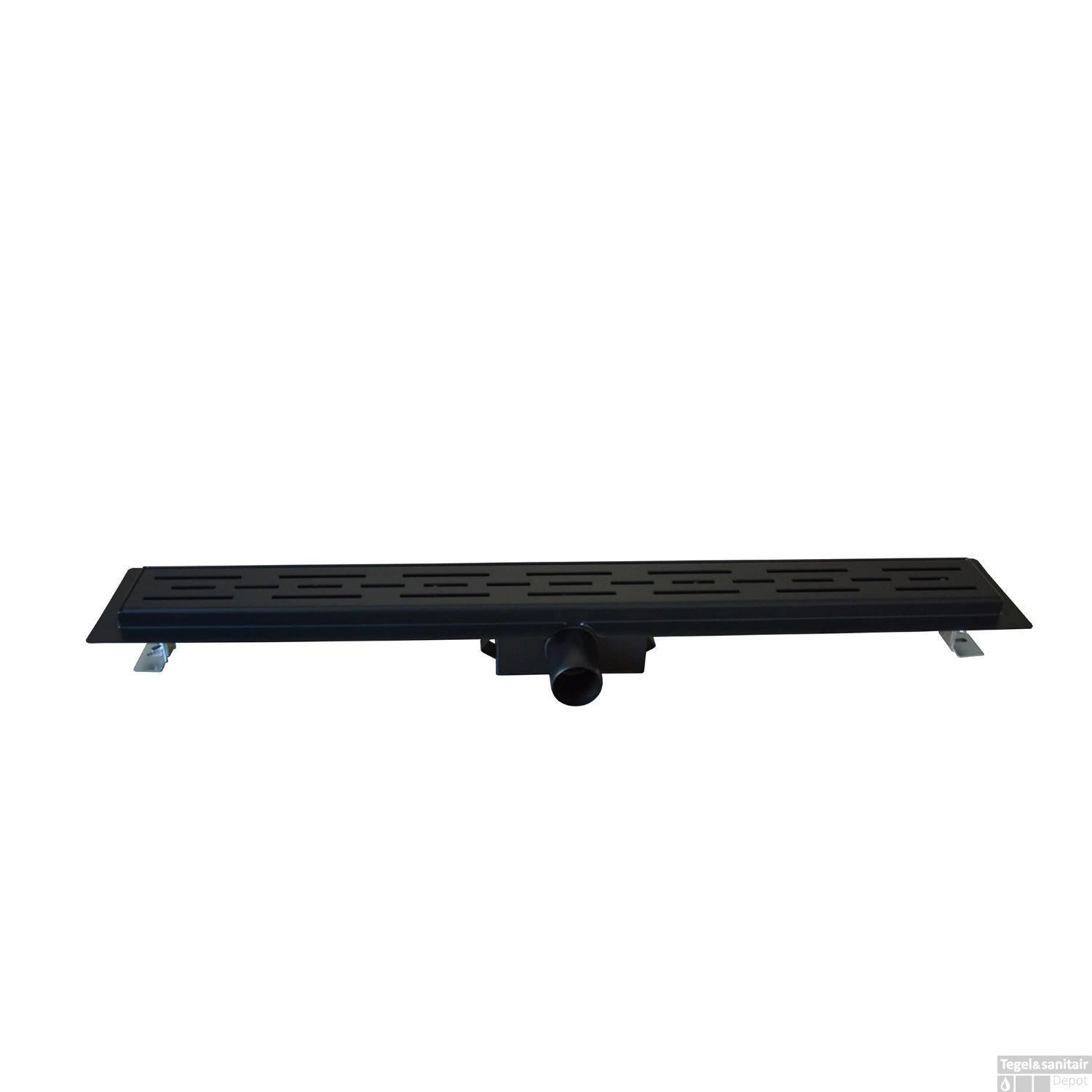 Douchegoot Zwart Wiesbaden Met Flens Uitneembaar Sifon 90x7cm 6.7cm Diep Mat Zwart