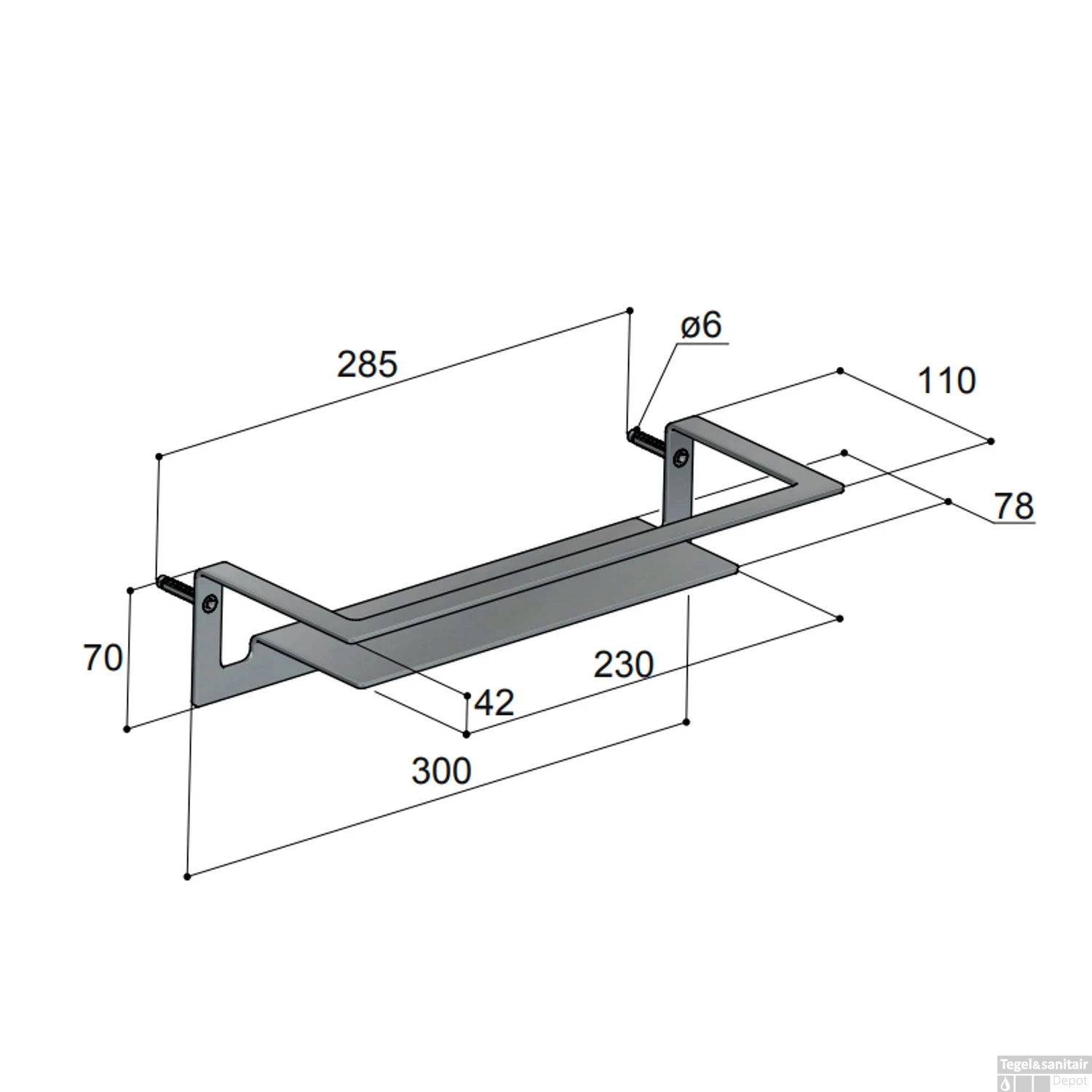 Douchekorf Hotbath Archie Recht Geborsteld Koper PVD 4 Douchekorf Hotbath Archie Recht Geborsteld Koper PVD - Afbeelding 2