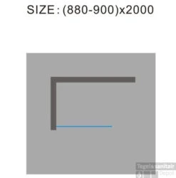 Douchewand Wiesbaden 90x200cm 10mm NANO Coating 7 Douchewand Wiesbaden 90x200cm 10mm NANO Coating -Sealkin Badkamermeubilair Winkel douchewand 90x200cm muurprofiel nano antikalk coating technisch bovenaanzicht