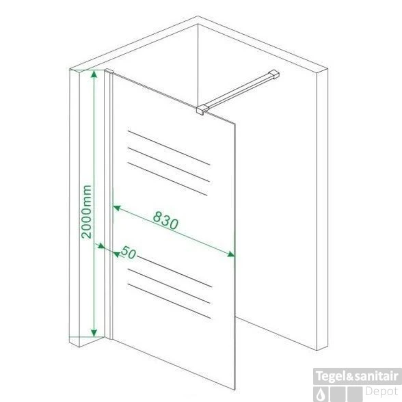 Douchewand Wiesbaden 90x200cm 10mm NANO Coating 4 Douchewand Wiesbaden 90x200cm 10mm NANO Coating - Afbeelding 2