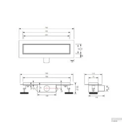 Douchegoot Brauer Gunmetal Inclusief Vloerflens 70x7 Cm Zero Tegelinlegrooster Omkeerbaar -Sealkin Badkamermeubilair Winkel dr mrf70gm tech