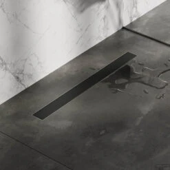 Douchegoot Brauer Mat Zwart Inclusief Vloerflens 70x7 Cm Zero Tegelinlegrooster Omkeerbaar -Sealkin Badkamermeubilair Winkel dr mrf70s