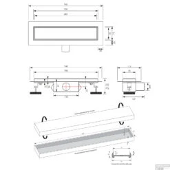 Douchegoot Brauer Mat Zwart Inclusief Vloerflens 70x7 Cm Zero Tegelinlegrooster Omkeerbaar -Sealkin Badkamermeubilair Winkel dr mrf70s tec