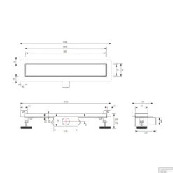 Douchegoot Brauer Gunmetal Muur Montage Inclusief Vloerflens 100x7 Cm Zero Tegelinlegrooster Omkeerbaar -Sealkin Badkamermeubilair Winkel dr mrfw100gm tech