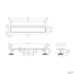 Douchegoot Brauer Geborsteld Gunmetal Muur Montage Inclusief Vloerflens 90x7 Cm Zero Tegelinlegrooster Omkeerbaar -Sealkin Badkamermeubilair Winkel dr mrfw90gm tech