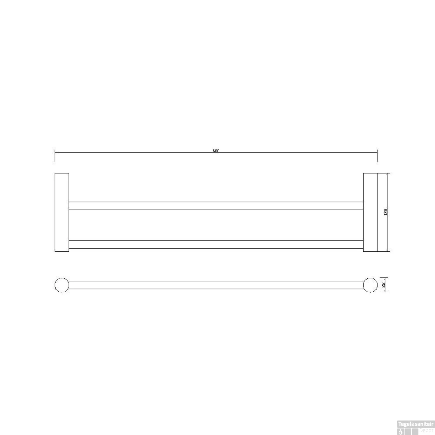 Dubbele Handdoekrek Boss & Wessing Iron 60 Cm Gunmetal 4 Dubbele Handdoekrek Boss & Wessing Iron 60 Cm Gunmetal - Afbeelding 2