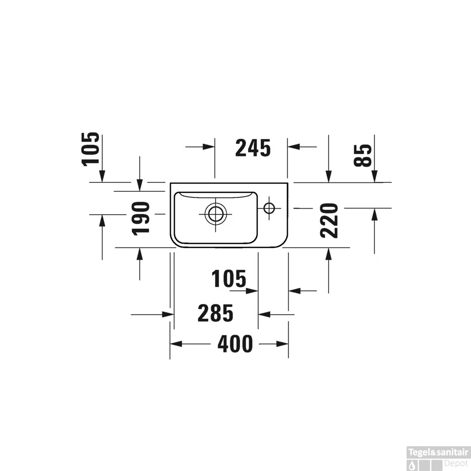 Duravit ME By Starck Fontein 40x22x13.5 Cm Keramiek Glanzend Wit 4 Duravit ME By Starck Fontein 40x22x13.5 Cm Keramiek Glanzend Wit - Afbeelding 2