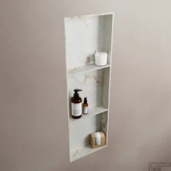 MONDIAZ EASY Nis 89,5x29,5cm In Solid Surface Kleur Frappe. 3 Vakken Geschikt Voor In- Of Opbouw -Sealkin Badkamermeubilair Winkel easy nis i frappe 00011 11313763858039