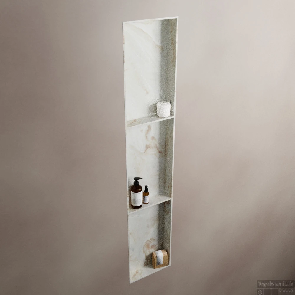 MONDIAZ EASY Nis 149,5x29,5cm In Solid Surface Kleur Frappe. 3 Vakken Geschikt Voor In- Of Opbouw 5 MONDIAZ EASY Nis 149,5x29,5cm In Solid Surface Kleur Frappe. 3 Vakken Geschikt Voor In- Of Opbouw - Afbeelding 3