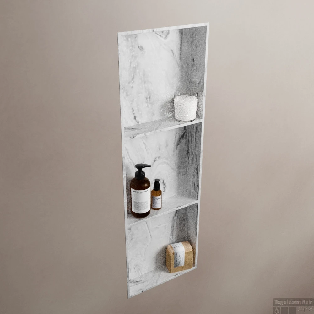 MONDIAZ EASY Nis 89,5x29,5cm In Solid Surface Kleur Glace. 3 Vakken Geschikt Voor In- Of Opbouw 5 MONDIAZ EASY Nis 89,5x29,5cm In Solid Surface Kleur Glace. 3 Vakken Geschikt Voor In- Of Opbouw - Afbeelding 3