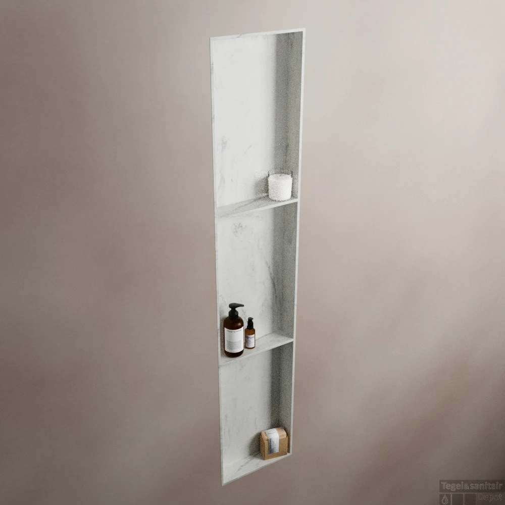 MONDIAZ EASY Nis 149,5x29,5cm In Solid Surface Kleur Opalo. 3 Vakken Geschikt Voor In- Of Opbouw 5 MONDIAZ EASY Nis 149,5x29,5cm In Solid Surface Kleur Opalo. 3 Vakken Geschikt Voor In- Of Opbouw - Afbeelding 3