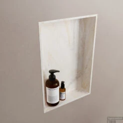 MONDIAZ EASY Nis 44,5x29,5cm In Solid Surface Kleur Ostra. 1 Vak Geschikt Voor In- Of Opbouw -Sealkin Badkamermeubilair Winkel easy nis i ostra 00003 11313763857817