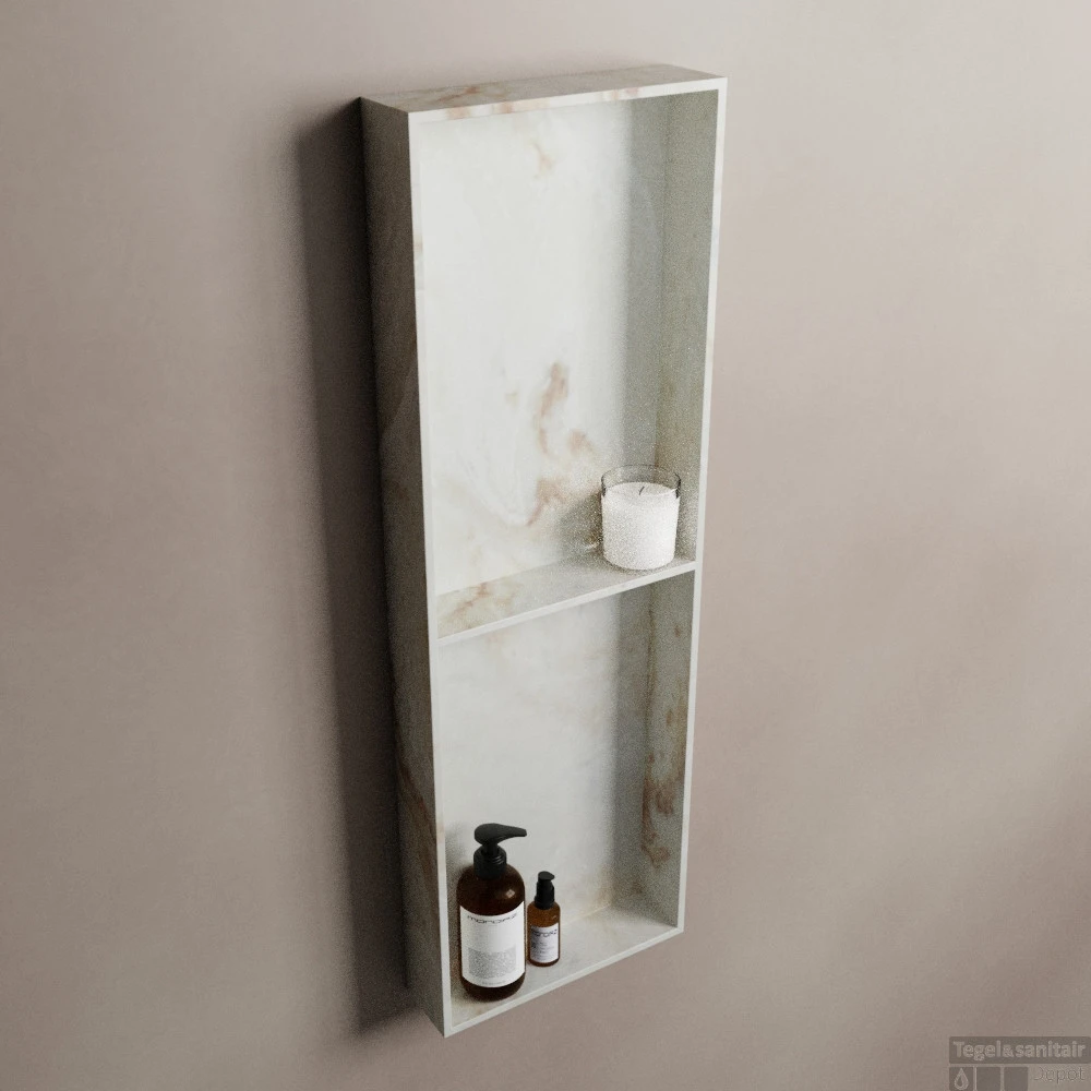 MONDIAZ EASY Nis 59,5x29,5cm In Solid Surface Kleur Frappe. 3 Vakken Geschikt Voor In- Of Opbouw 4 MONDIAZ EASY Nis 59,5x29,5cm In Solid Surface Kleur Frappe. 3 Vakken Geschikt Voor In- Of Opbouw - Afbeelding 2