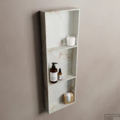 MONDIAZ EASY Nis 89,5x29,5cm In Solid Surface Kleur Frappe. 3 Vakken Geschikt Voor In- Of Opbouw -Sealkin Badkamermeubilair Winkel easy nis o frappe 00011 11313763858036