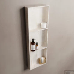 MONDIAZ EASY Nis 89,5x29,5cm In Solid Surface Kleur Ostra. 3 Vakken Geschikt Voor In- Of Opbouw -Sealkin Badkamermeubilair Winkel easy nis o ostra 00011 11313763857896