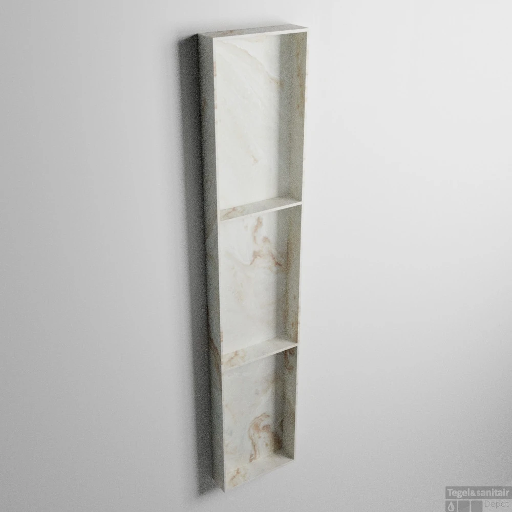 MONDIAZ EASY Nis 149,5x29,5cm In Solid Surface Kleur Frappe. 3 Vakken Geschikt Voor In- Of Opbouw 3 MONDIAZ EASY Nis 149,5x29,5cm In Solid Surface Kleur Frappe. 3 Vakken Geschikt Voor In- Of Opbouw