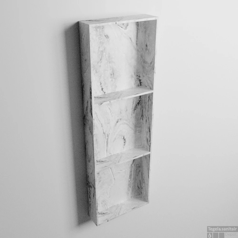 MONDIAZ EASY Nis 89,5x29,5cm In Solid Surface Kleur Glace. 3 Vakken Geschikt Voor In- Of Opbouw 3 MONDIAZ EASY Nis 89,5x29,5cm In Solid Surface Kleur Glace. 3 Vakken Geschikt Voor In- Of Opbouw